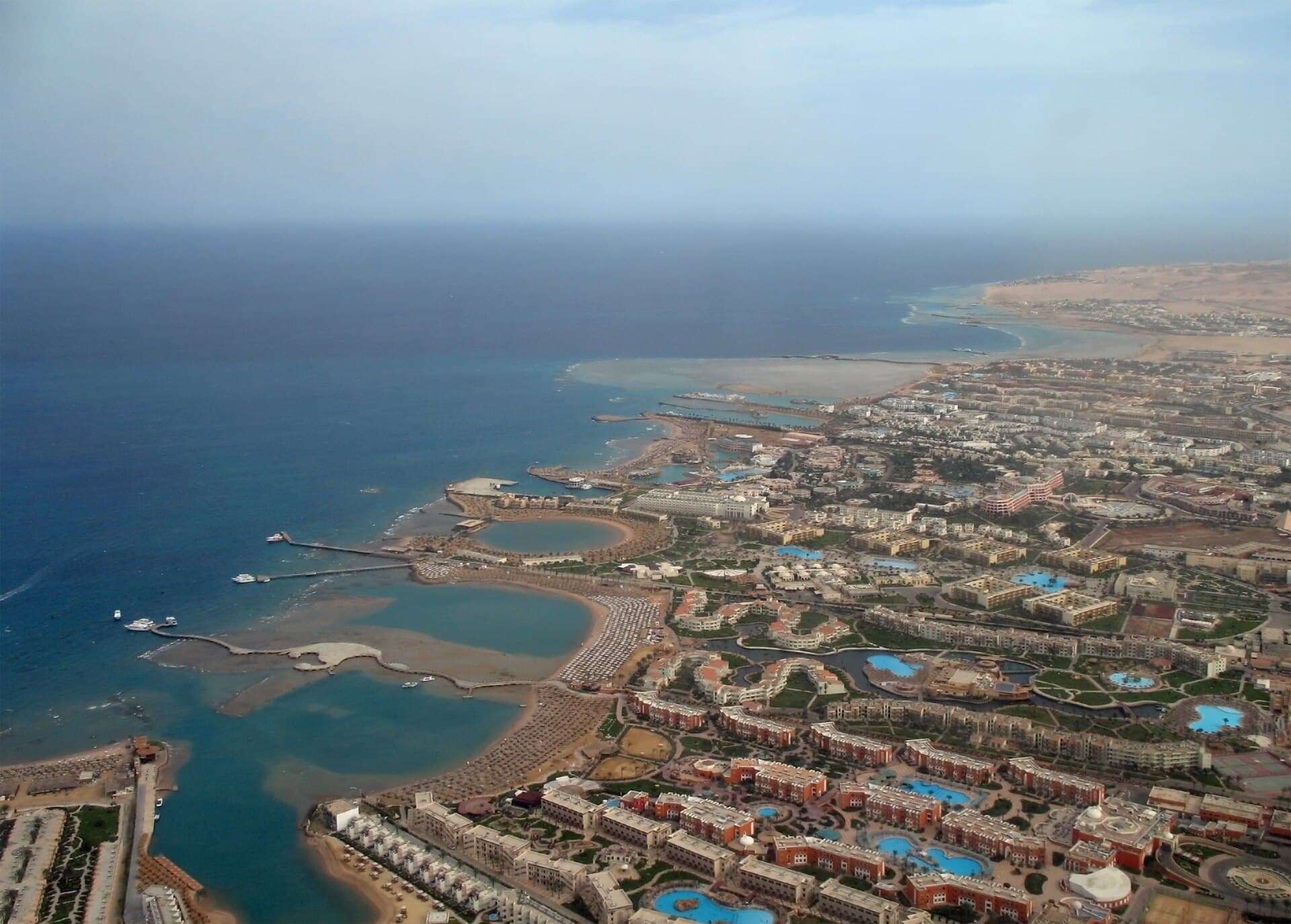 The Red Sea resort coastline in Hurghada